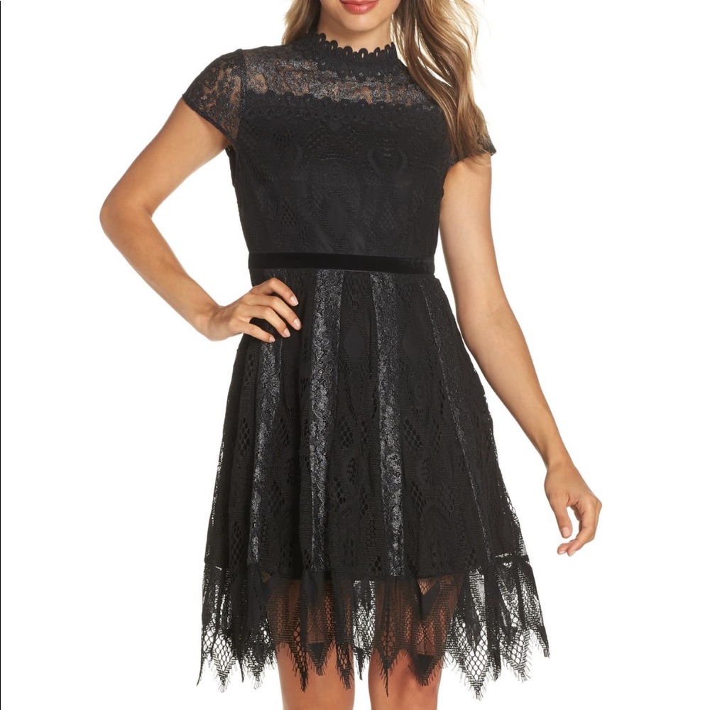 Anthropologie Foxiedox Black Lace Cocktail Dress